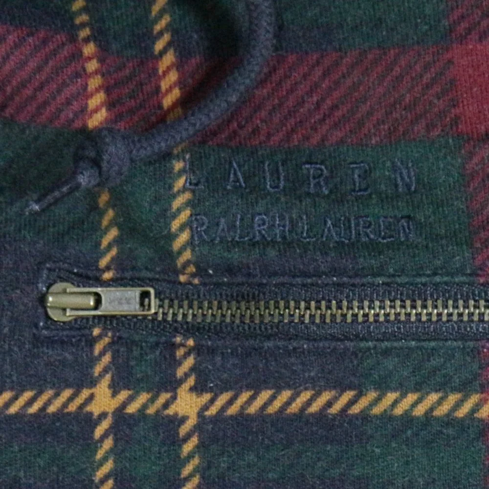 LAUREN RALPH LAUREN Plaid Petite Hooded Pullover Sz PS Petite Small - Picture 6 of 13